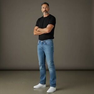 ISAIA Napoli Mens Blue Wash Slim Fit Gabardine Elstico Jeans Size 52R 36x32